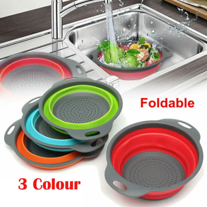 3 цвета шт дуршлаг складной силиконовый для фруктов и овощей корзины Кухня