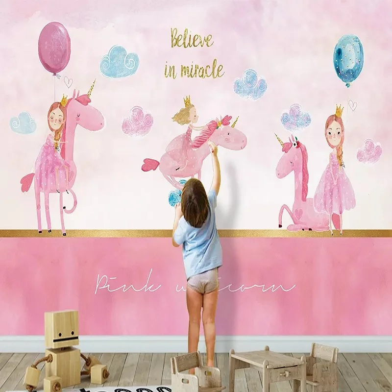 Большие настенные 3D обои на заказ скандинавский мультяшный креативный Единорог