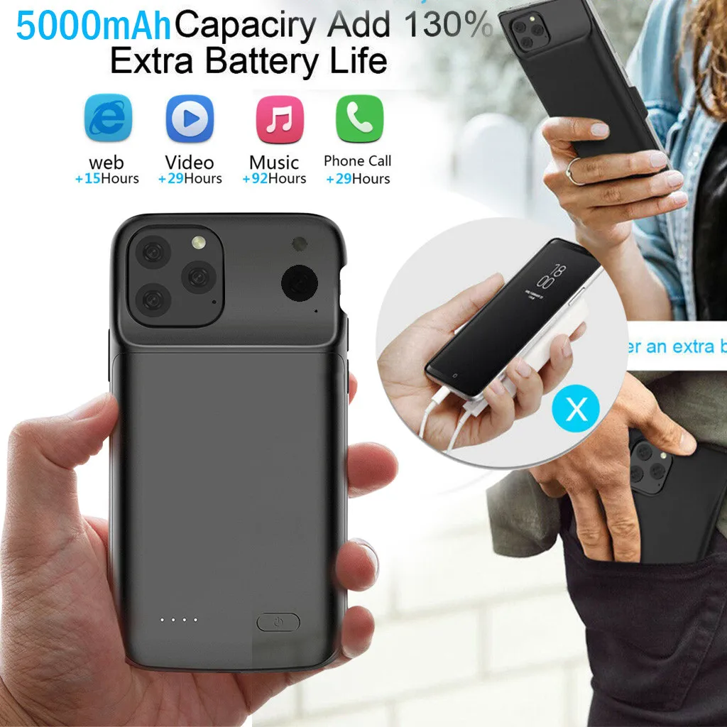 Новый Для iphone 11 Pro 4800mAh Чехол дополнительный аккумулятор телефон банк питания