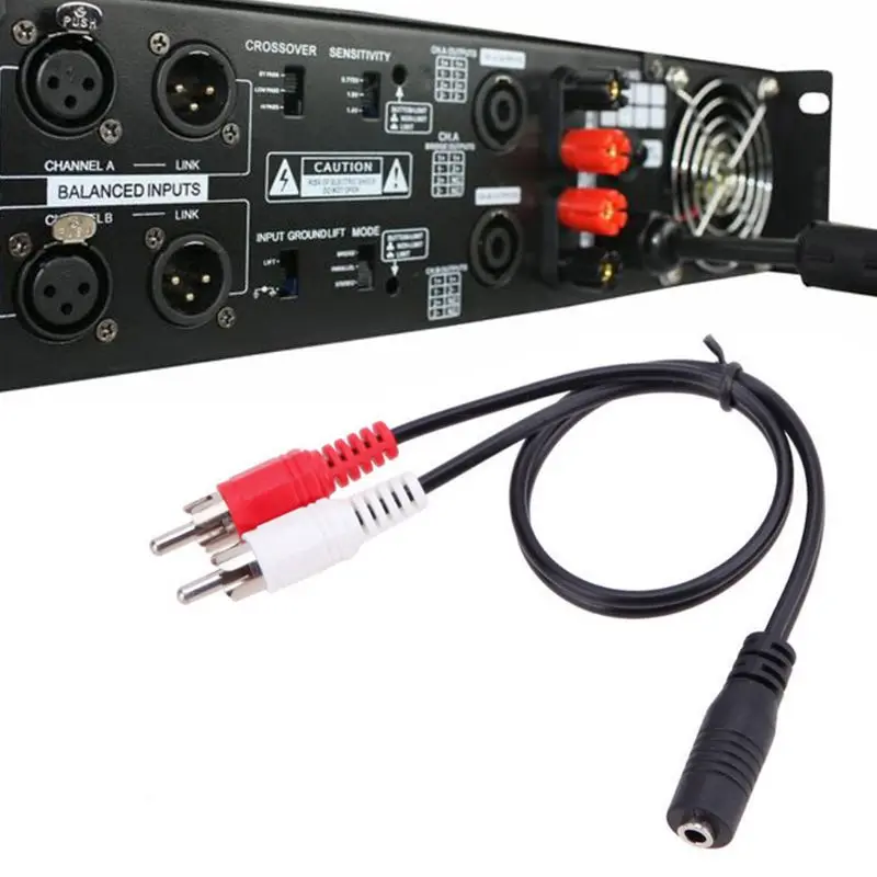 

5PCS 3.5mm Stereo Audio Female Jack to 2 RCA Male Socket Headphone Adapter Cable 19QA