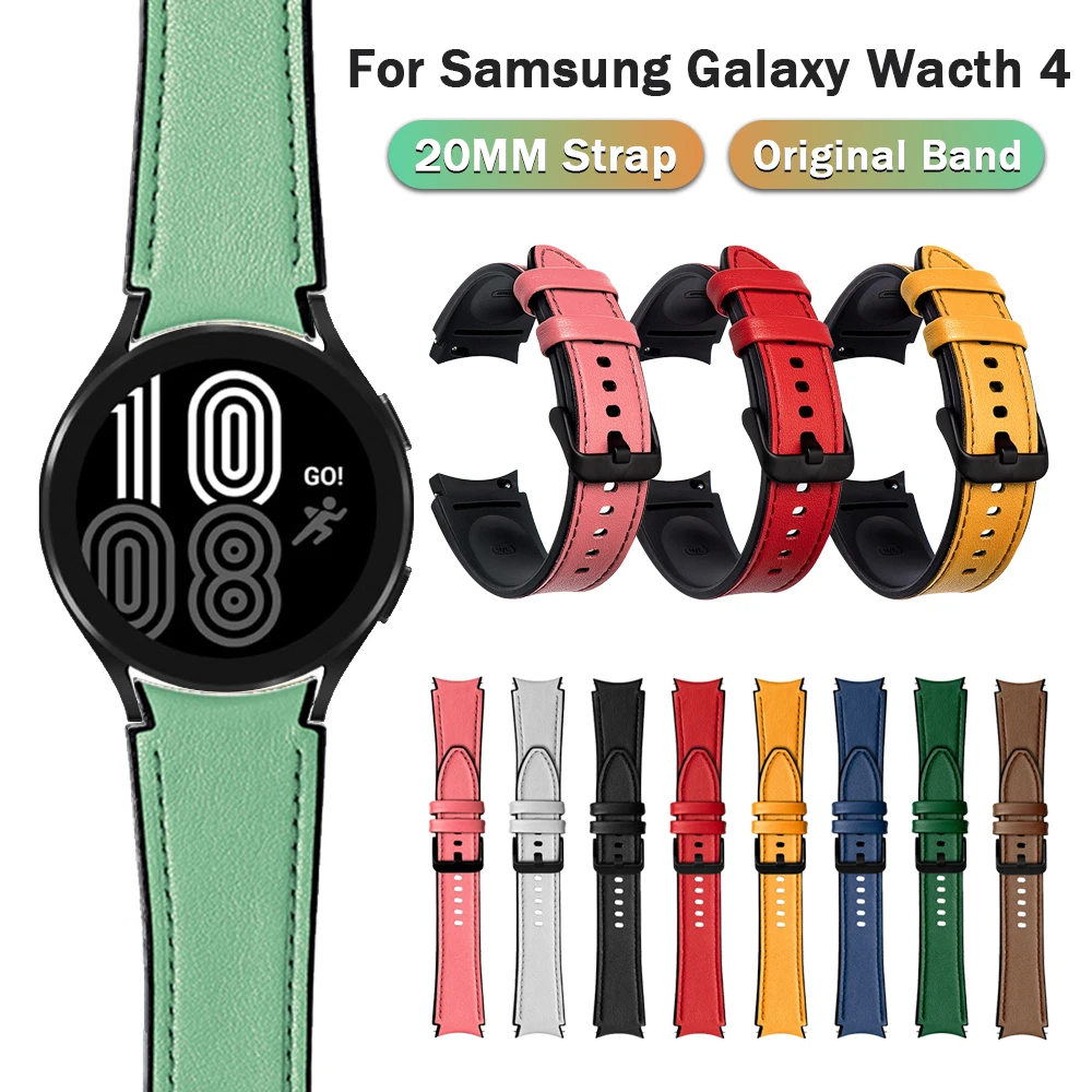 

Ремешок для часов Samsung Galaxy Watch 4 44 мм 40 мм, силиконовый + кожаный браслет для Samsung Galaxy Watch 4 Classic 42 мм 46 мм Correa