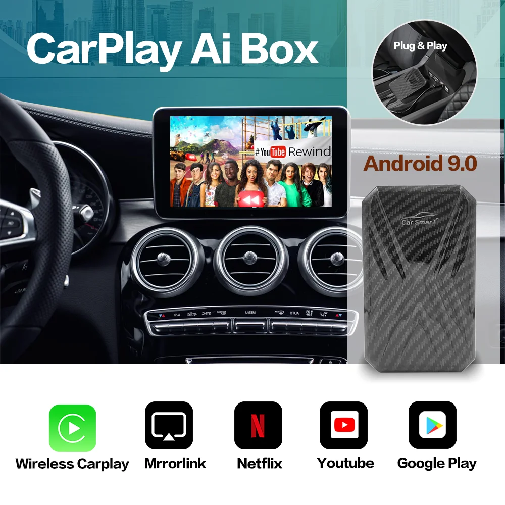 

Carplay Ai Box Car Multimedia Player Car Android System 4+32G For Apple Carplay Android Auto Tv Box GPS