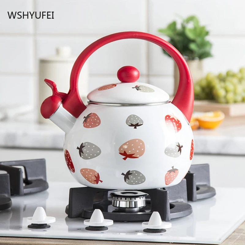 

2.2L Enamel Kettle Teapot Beep Sound Reminder Induction Cooker Electric Ceramic Cooker Household Gifts Nordic Enamel Kettles