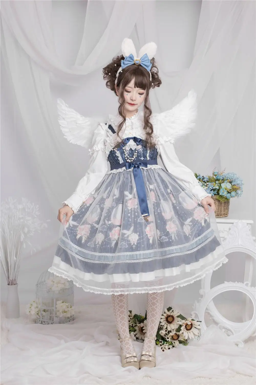 

Платье принцессы для чайвечерние вечеринки в стиле сладкой Лолиты, кружевное платье в стиле ретро с бантом и милым принтом, викторианское платье с завышенной талией, кавайная девушка, Готическая Лолита jsk