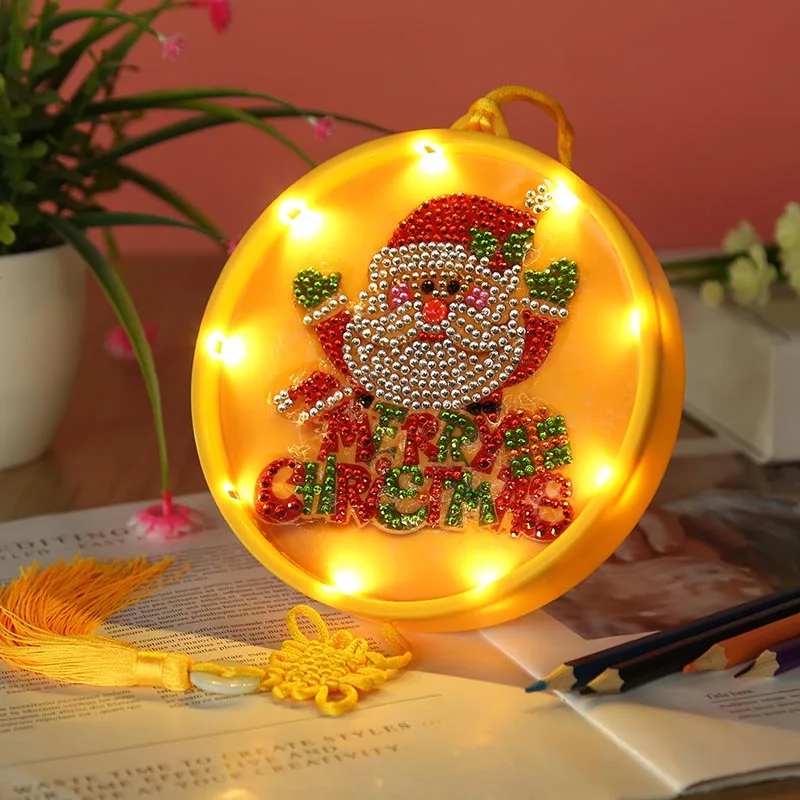 

LED Pendant Decoration Light Santa Claus DIY Drill Diamond Painting Night Lamp Home Bedroom Decor Night Lamp Christmas Gift