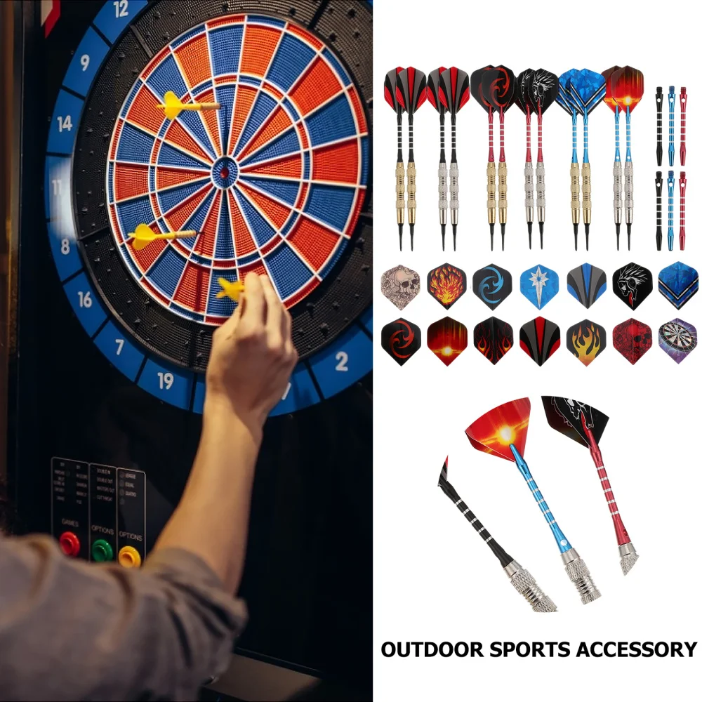 

12pcs Professional Dart Set 6pcs Aluminum Shafts 100pcs Dart Tips 30pcs Flights