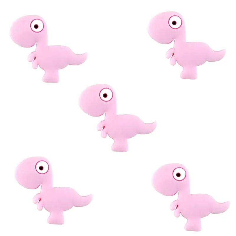 28-Pink 5 шт., новинка, силиконовые бусины в форме динозавра, детский прорезыватель, бисер, сделай сам, пустышка, цепочка, ювелирные аксессуары, DXAD - Цвет: 28-Pink