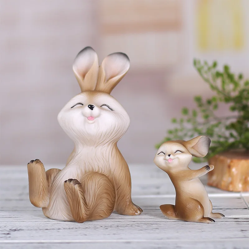 Resin Rabbit Home Decoration Gift Cartoon Crafts Creative Living Room Wine Cabinet Cute Small Animal Furnishings Christmas | Дом и сад