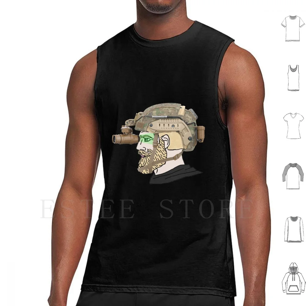 Майка с очками ночного видения без рукавов в стиле милитари