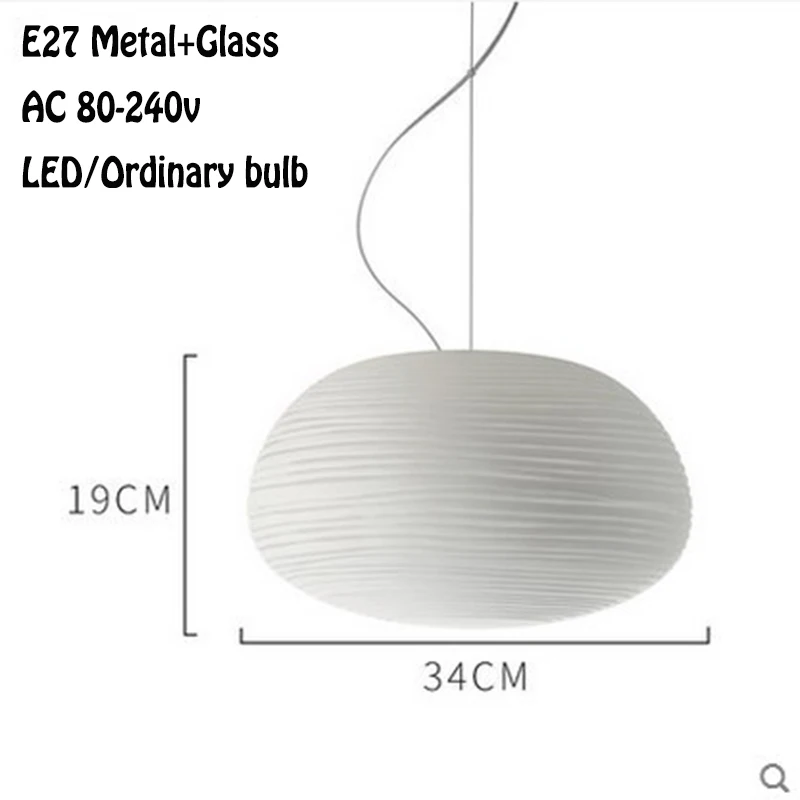 

Nordic Glass LED Pendant Lights E27 Bulb For Dining Room Bedside Living Room Decoration Minimalist White Lampshade Hanging Lamp