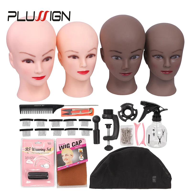 Bald Mannequin Head Brown Female Professional Cosmetology For Wig Making, Display Wigs, Eyeglasses, Hairs With T Pins 21''