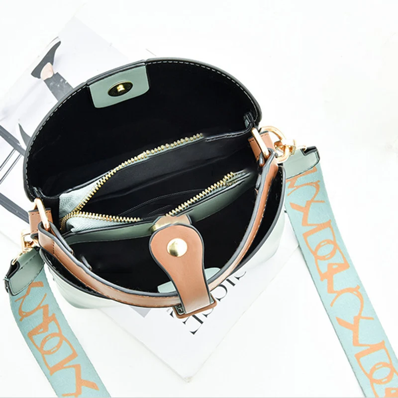 

Fashion Trendy Women Wide Shoulder Strap Messenger Casual Large capacity Bucket Bags Ladies Shoulder Bag Bags for Womens