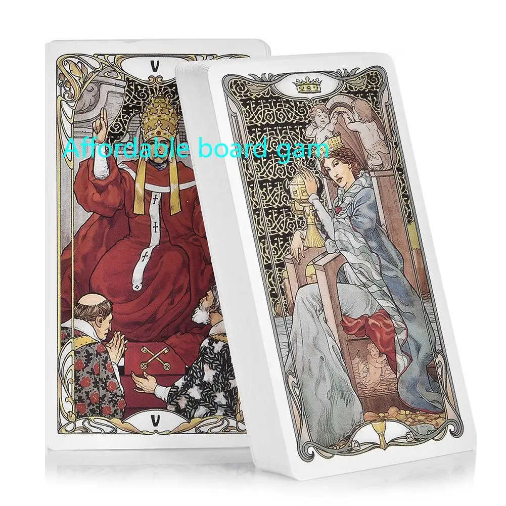 

newGolden Art Nouveau Tarot Cards English PDF Guidbook Deck Party Playing games Fate Divination Everyday Witch Cards Board Games