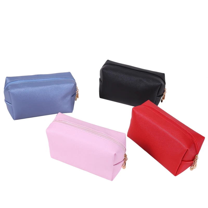 

1 Pc Leather Zipper Cosmetic Bag Women Simple Travel Beauty Case Portable Wash Makeup Bag Make Up Organizer Holder