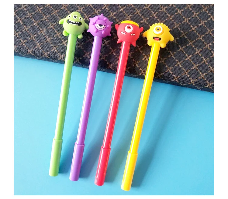 

24pcs/lot Funny Monsters Devil Black Gel Ink Writing Pens Office Study Materials Kids Birthday Party Favor School Stationery