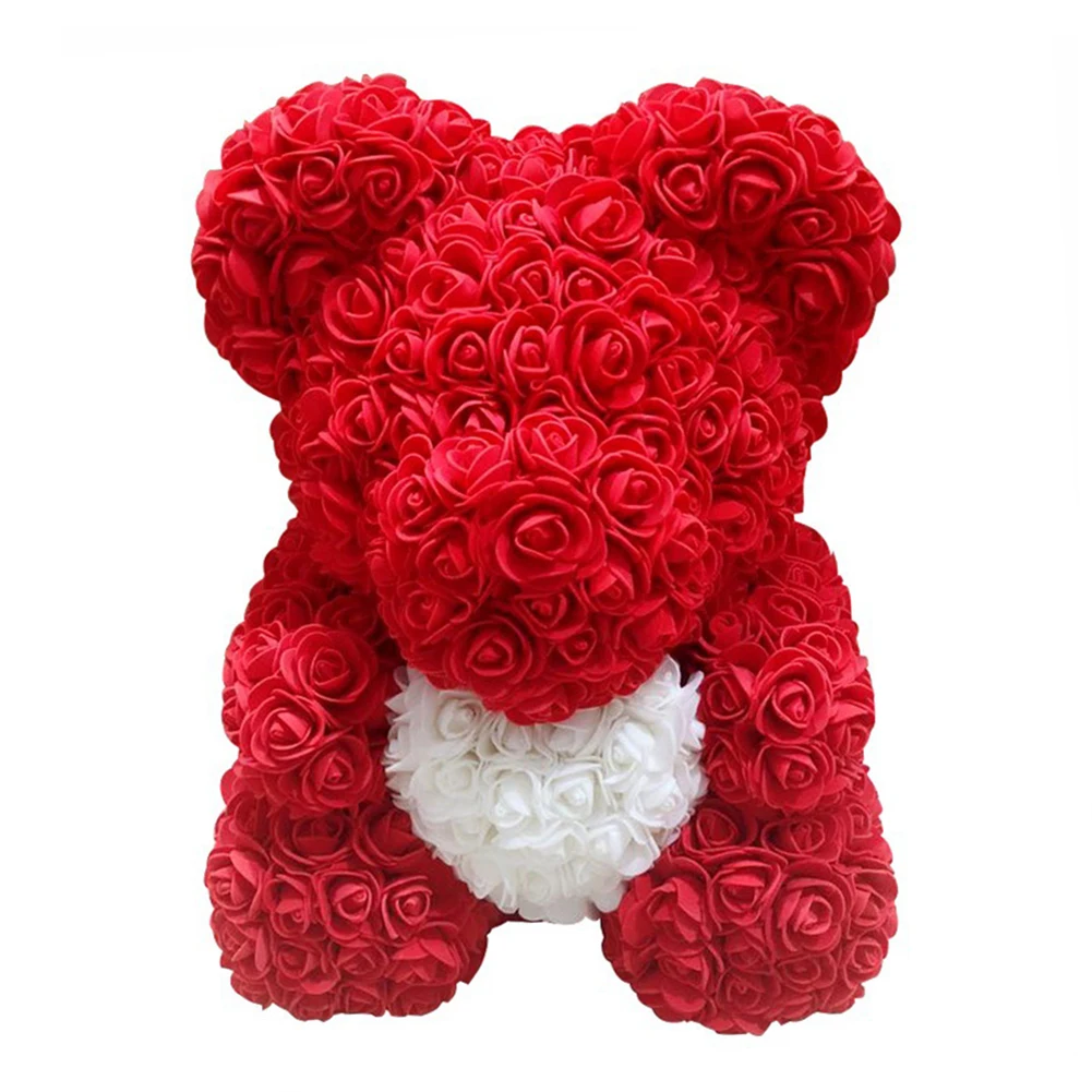 Популярный 40 см розовый Мишка Тедди сердце ПЭ мыло Пена искусственный цветок