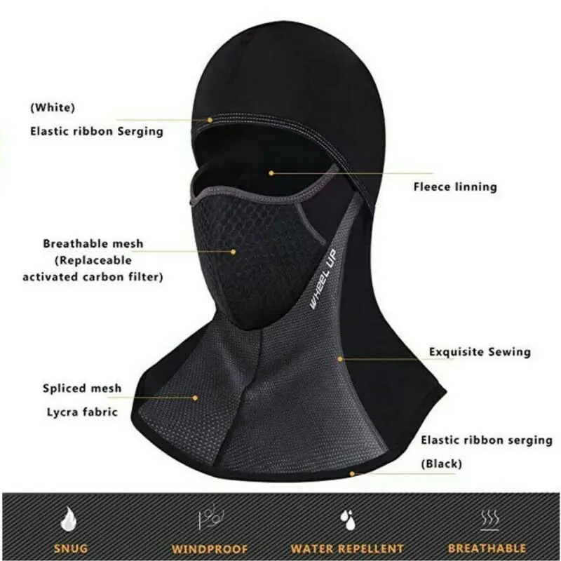 Unisex Black Windproof Thermal Fleece Neck Winter Warm Balaclava Ski Full Face Mask Hat | Аксессуары для одежды