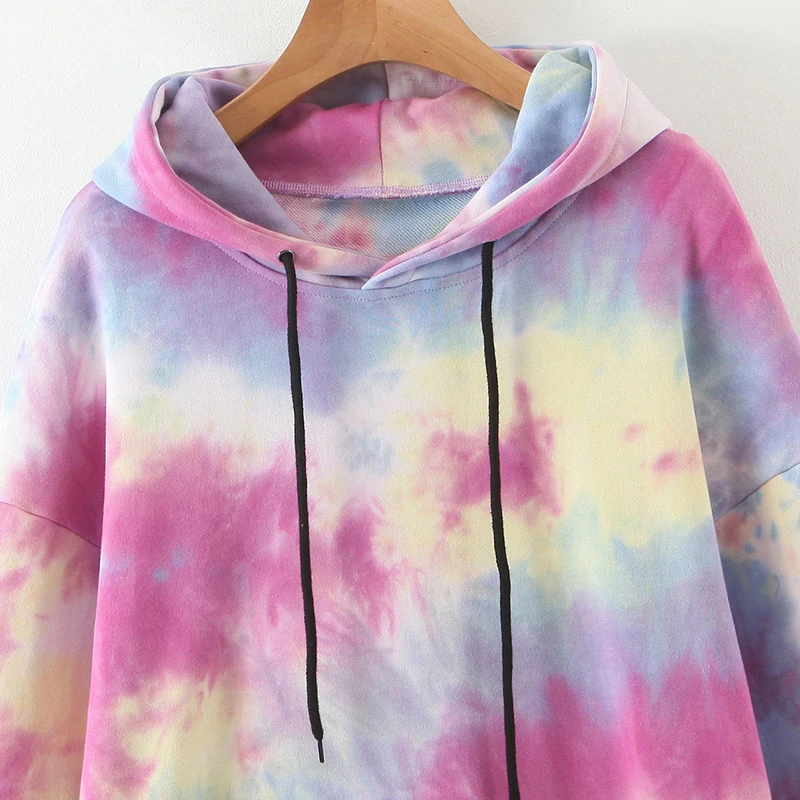 

JESSIC Womens Tie-dye Sweatshirts Femme New Fashion Hot Hoodies Pocket Long Sleeve Autumn Winter Casual Streetwear Tops