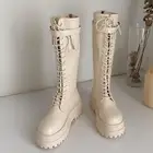 Женские сапоги из ПУ кожи, на толстой подошве