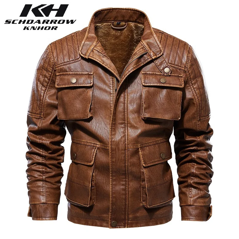 Мужские куртки мужская зимняя модная стираная мотоциклетная куртка из