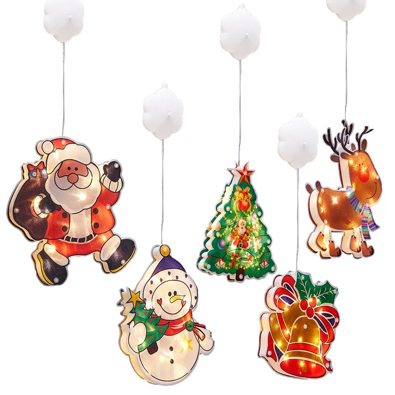 

Santa Claus Led Suction Cup Window Hanging Lights Christmas Decorative Atmosphere Scene Decor Festive Decorative Lights