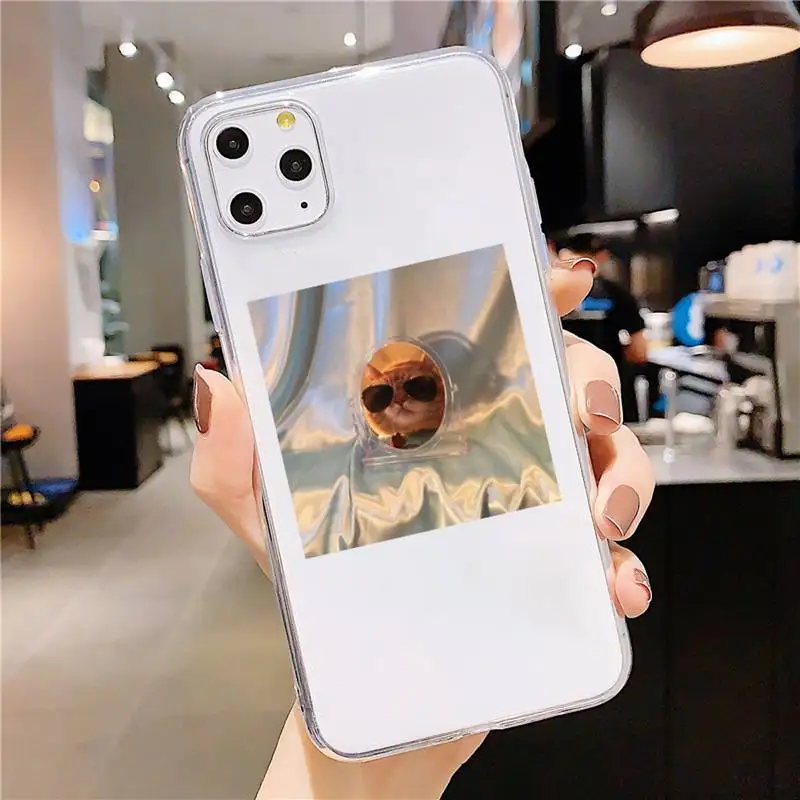 

Cute animal cat art design Phone Case Transparent for iPhone 6 7 8 11 12 s mini pro X XS XR MAX Plus