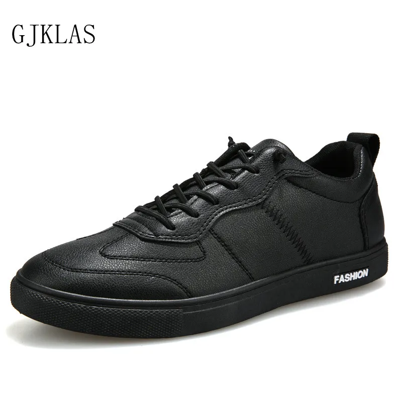 

Casual Leather Shoes Men Flat Sneakers Black White Sneaker Men Cheap Light Outdoor Shoes Men Original Fashion Low Top Sneakers