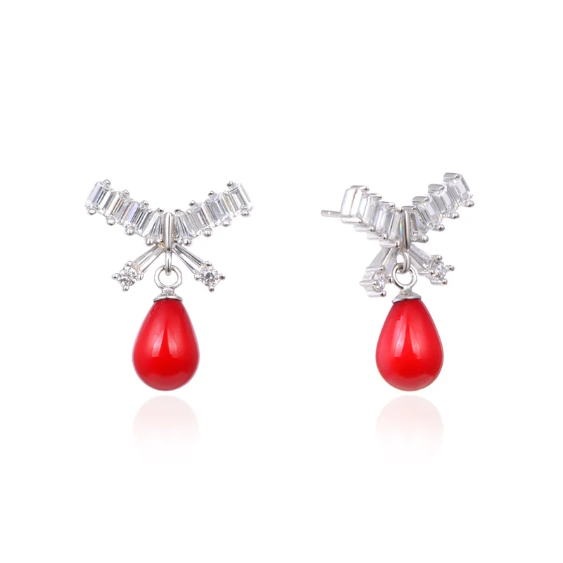 

S925 Sterling Silver Crystal Pearl Earrings Stud Women Wedding Engagement Jewelry Statement Anniversary Day Gift CHDBR003530