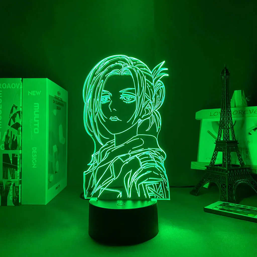 

Led Panel Lights 3D Lamp Anime Light Attack on Titan Annie Leonhart Valentines Day Gift Night Light For Children