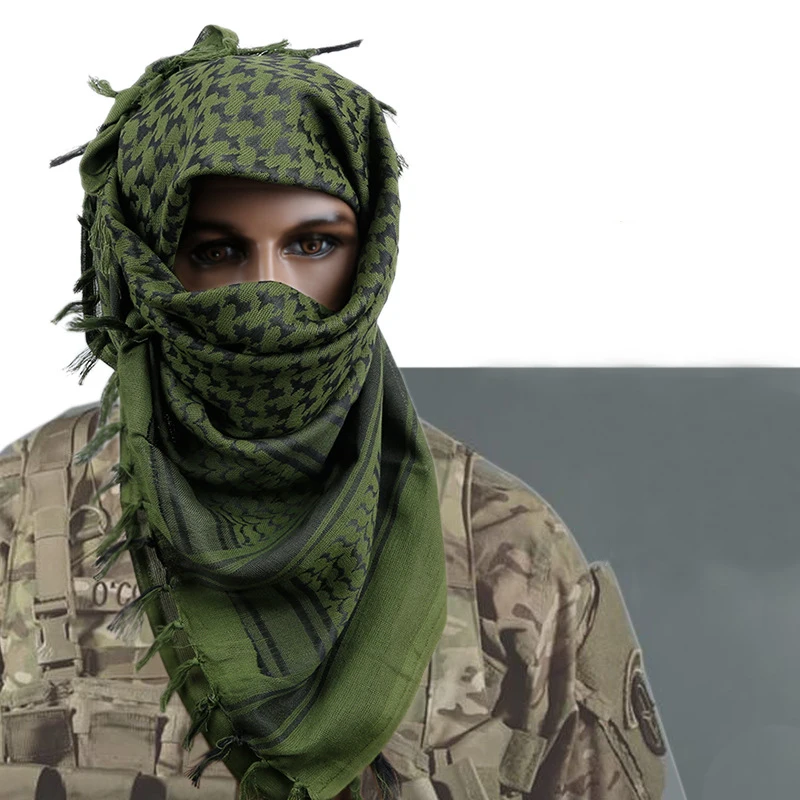 Thicken Army Military Tactical Unisex Arab Shemag Cotton Scarves Hunting Paintball Head Scarf Face Mesh Desert Bandanas Military