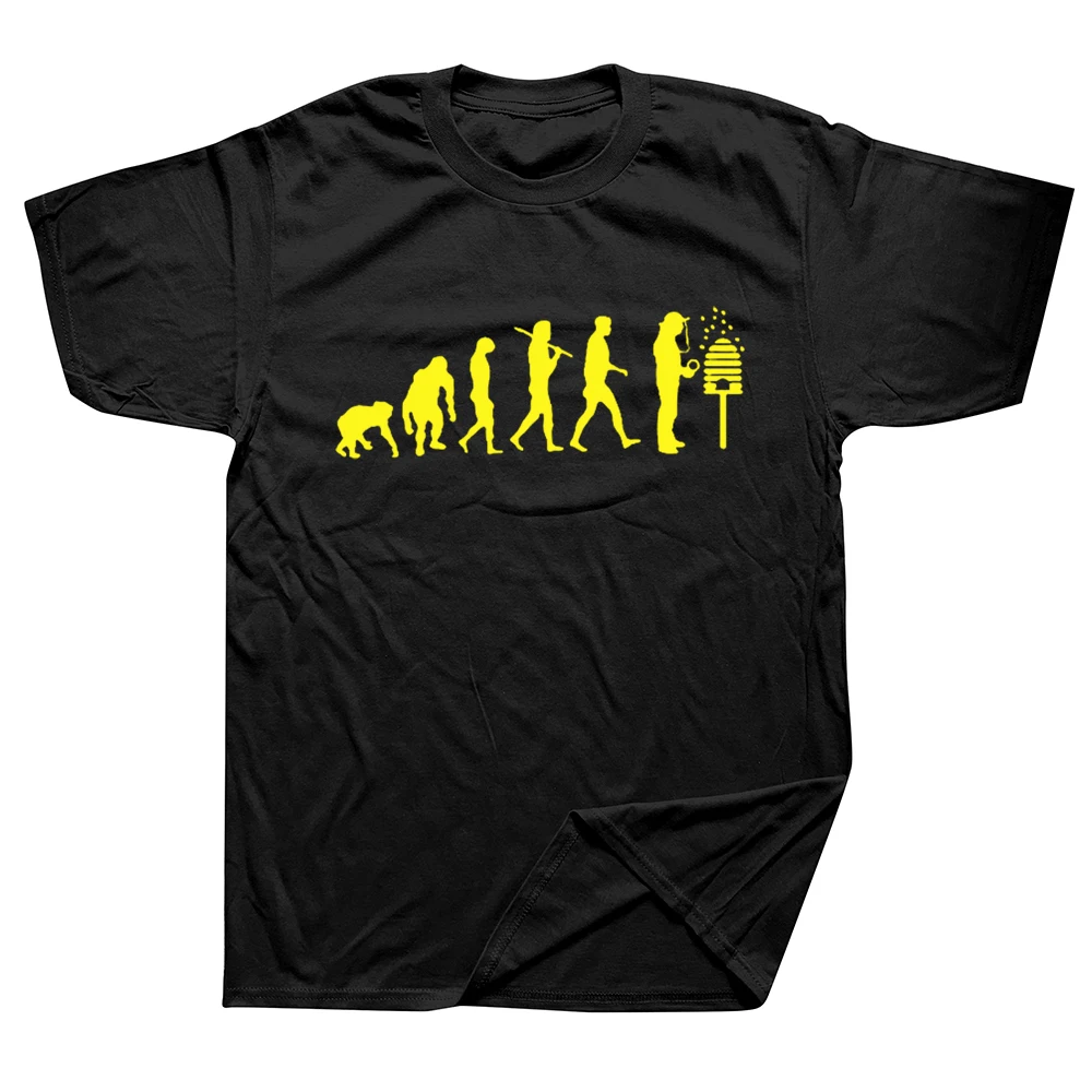 

Funny Beekeeper Evolution Honey Bees Beekeeping T Shirts Unisex Graphic Cotton Birthday Gift Short Sleeve O-Neck Hip Hop T-shirt