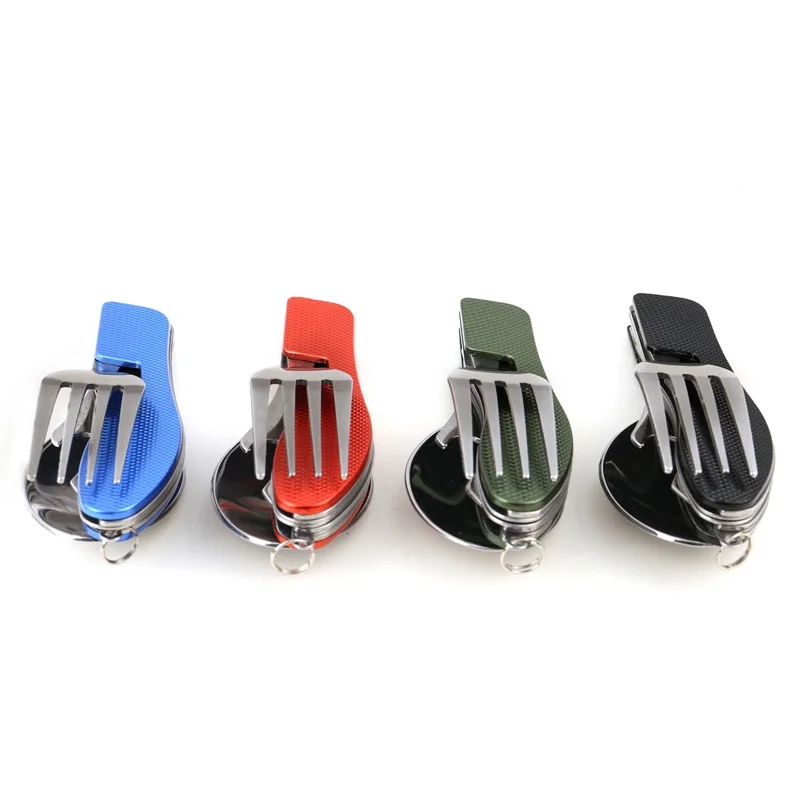 

4 Colors Practical 4 in 1 Folding Fork Knife Bottle Opener Multi-function Outdoor Camping Travel Picnic Stainless Steel Set