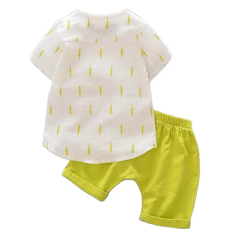 Casual Toddler Outfits Baby Boy Summer Clothes Newborn Clothing Set Sports T-Shirt+ Shorts Suits Leaves Print | Детская одежда и