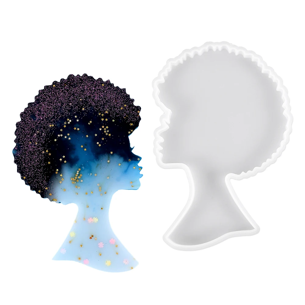 

Afro Female Silicone Epoxy Resin Mold Women Head Coaster Craft Jewelry Casting Home Decoration