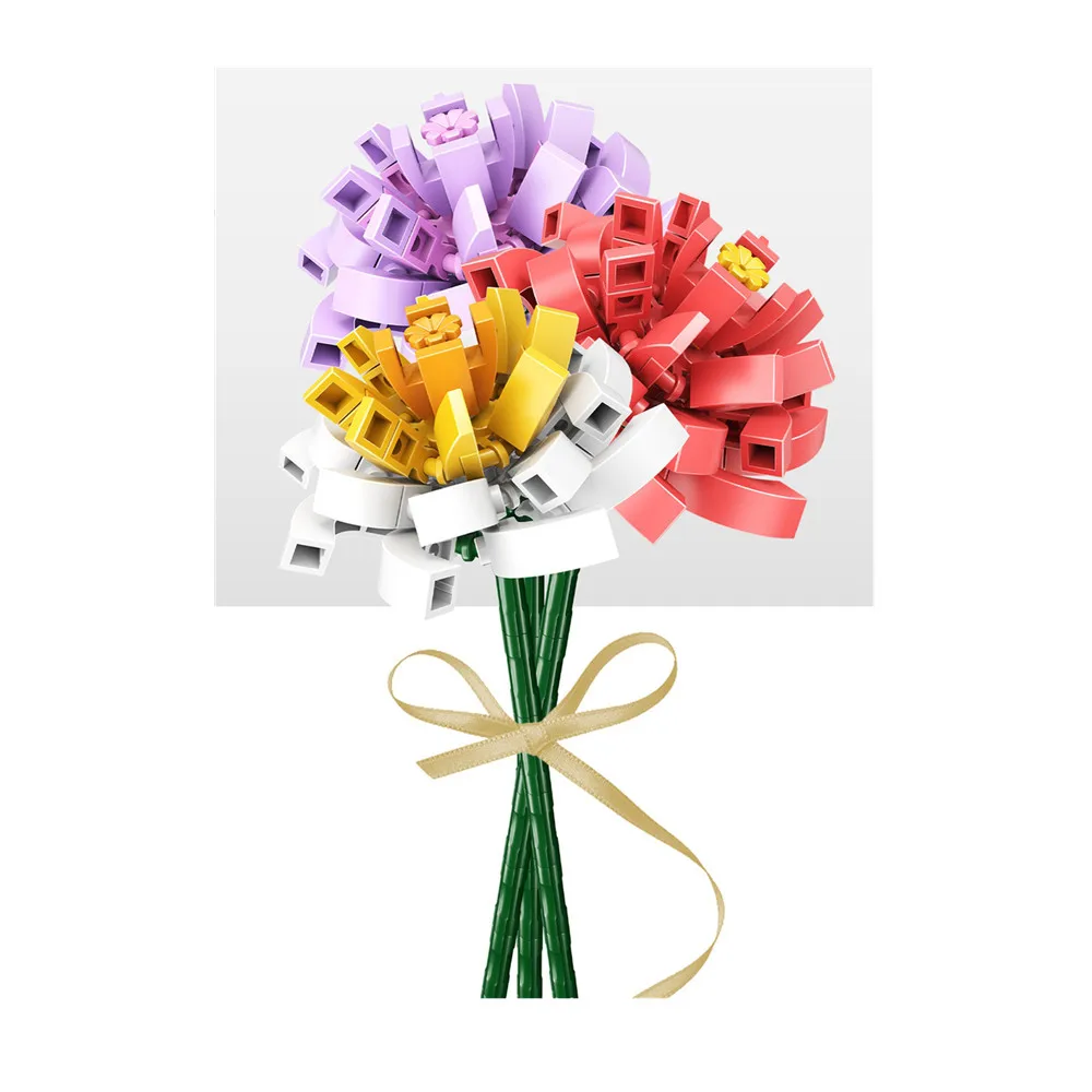 

2021 City Creator Cotton Flower Bouquet Model Building Blocks Bricks Romantic Kit Friends DIY Assembly Toys For Girls Kids Gift