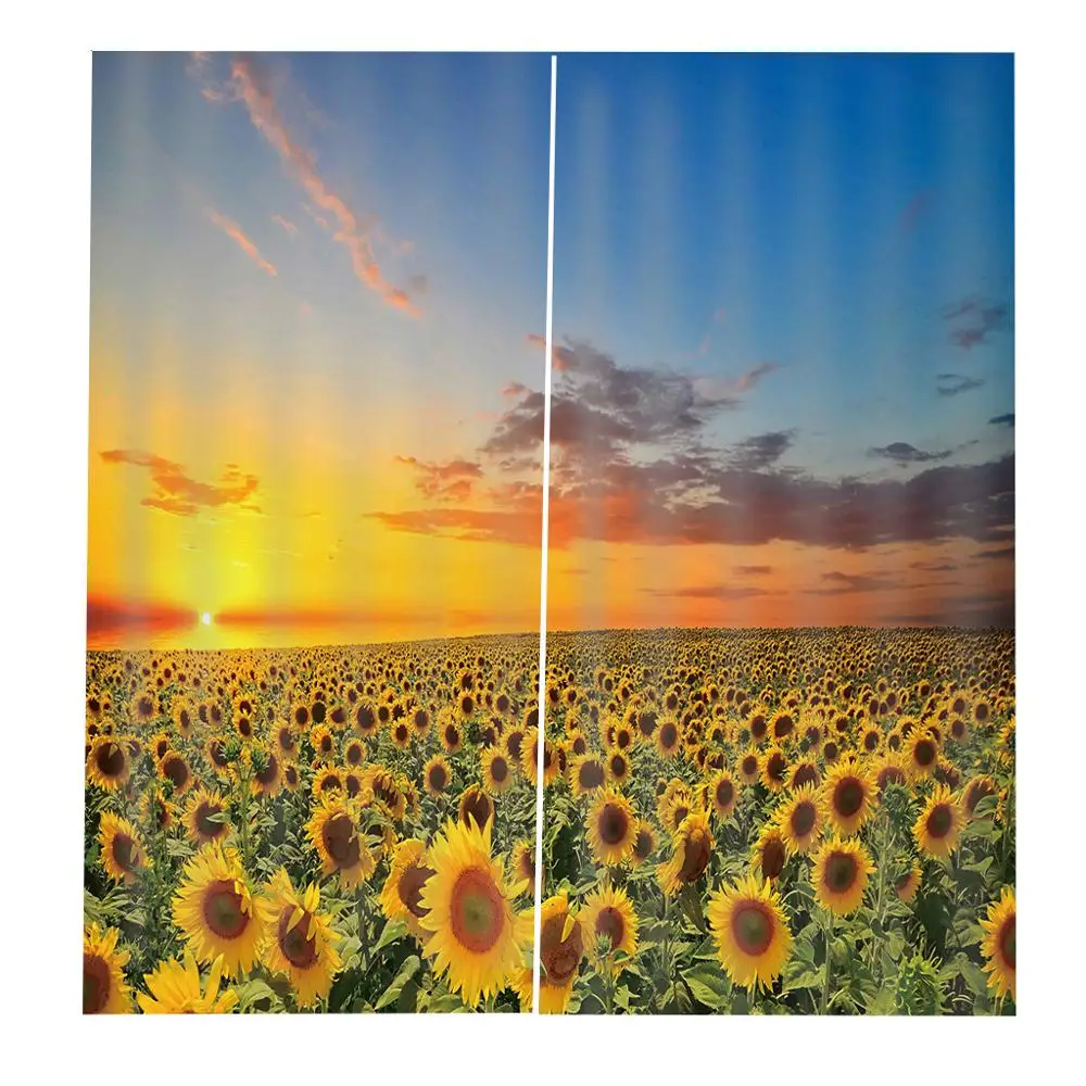 Летняя занавеска с подсолнухами большая на окна ткань для гостиной спальни