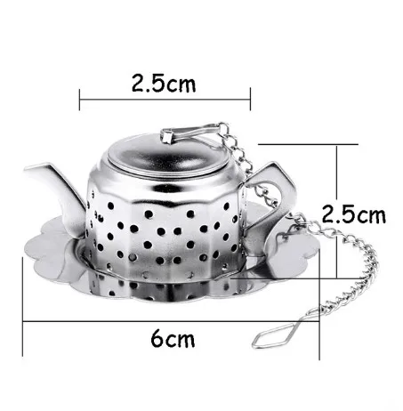 Teapot Сердце/дом/утка/обезьяна/чайник/шар/Птица/раковина полная форма нержавеющая сталь заварочный фильтр ситечко чайная ложка-шарик - Цвет: Teapot