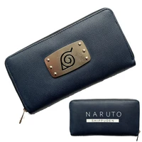 anime cartoon konoha metal logo wallet long zipper pu wallets fashion student purse handbag for fans cosplay gift