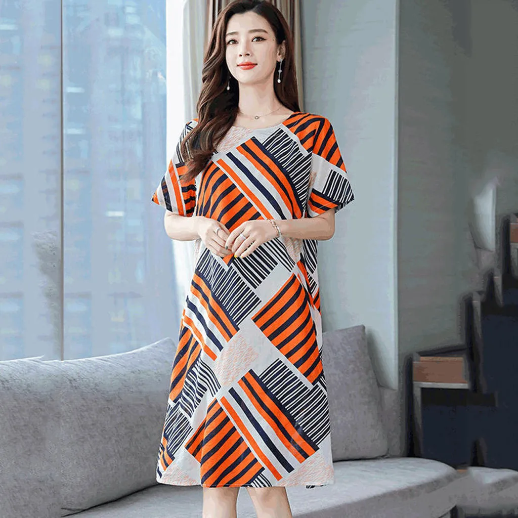 Новое корейское модное летнее платье повседневное женское с круглым вырезом и