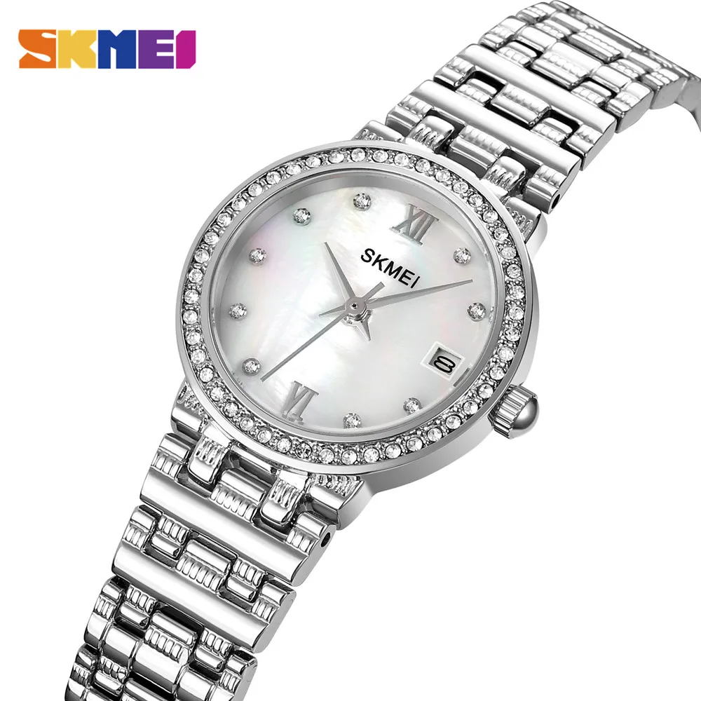 

SKMEI повседневные кварцевые часы для женщин Лидирующий бренд роскошные стразы женские наручные часы водонепроницаемые Relogio Feminino 1809