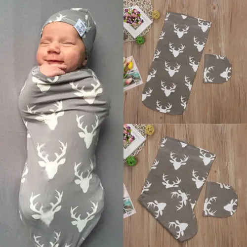 

Новинка 2019, модные детские спальные мешки Pudcoco с принтом лося, одеяло для новорожденных, пеленальная накидка, наряд из 2 предметов