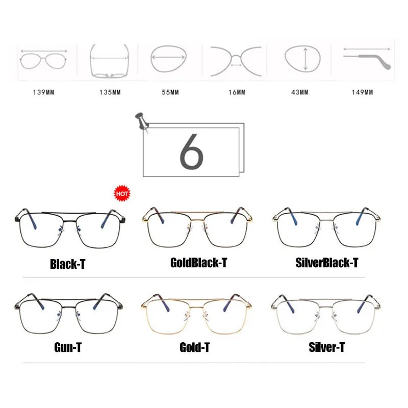 

RBRARE New Square Glasses Frame Women Metal Frame Double Beam Flat Mirror Retro Alloy Glasses Frame Mens High End Gafas De Marca