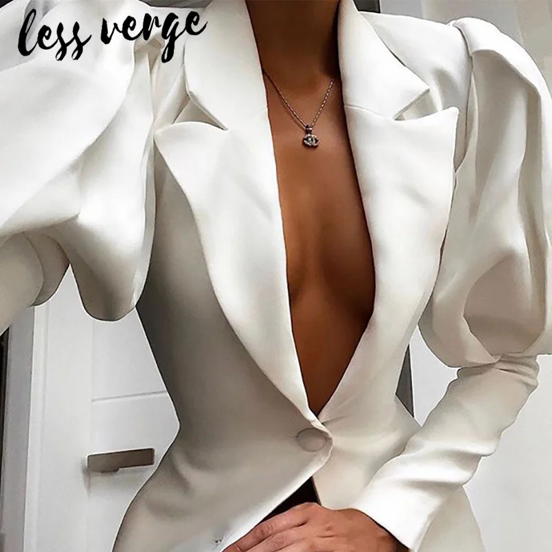 Женское Короткое платье Блейзер lessverge Vinatge белое элегантное офисное на пуговицах