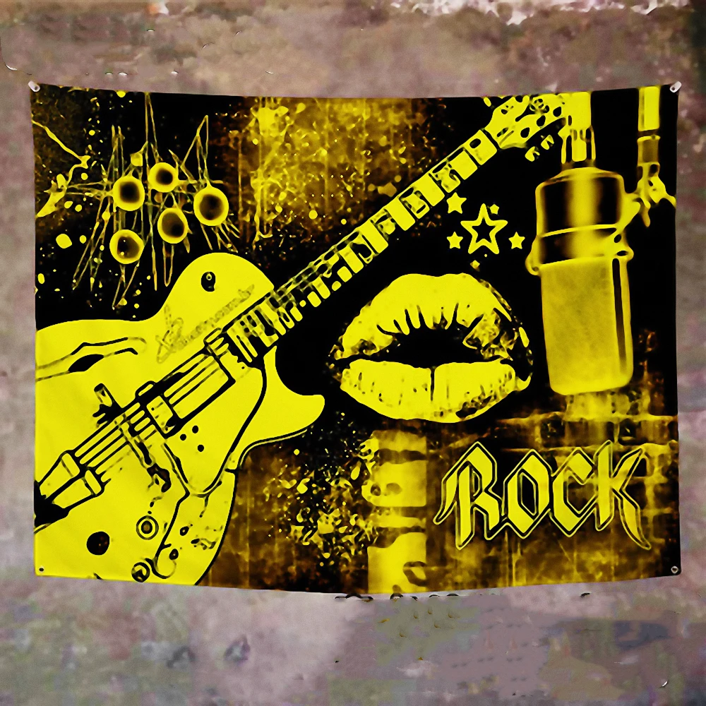 Гитара Ретро музыкальные инструменты баннер флаги Американская страна музыка