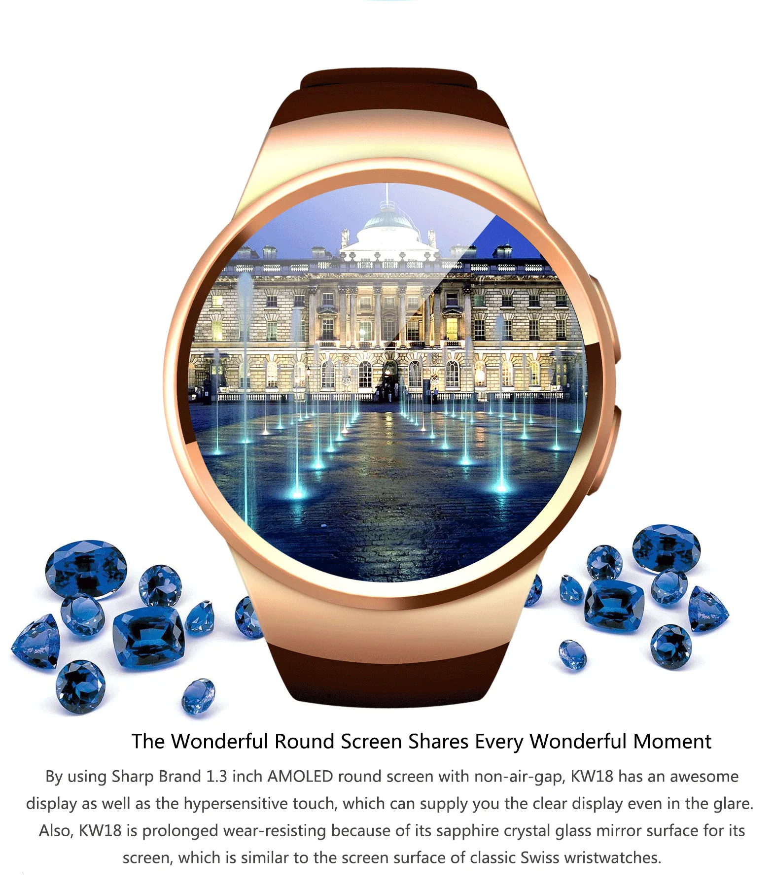 KingWear KW18 Смарт-часы для телефона MTK2502 ips экран Шагомер Сидячий напоминание пульсометр Умные Bluetooth часы для мужчин