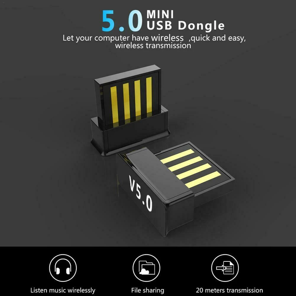 

USB Bluetooth-compatible Adapter Audio Earphone BT5.0 Transmitter Receiver Wireless BT Dongle for Computer PC Laptop Mouse