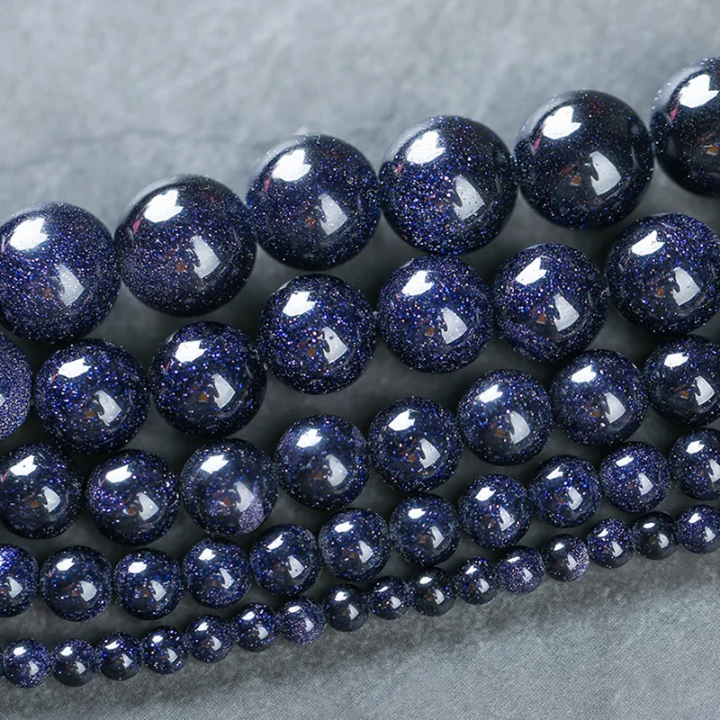 Круглые Бусины Из Натурального синего песчаника для изготовления ожерелий 4 6 8 10