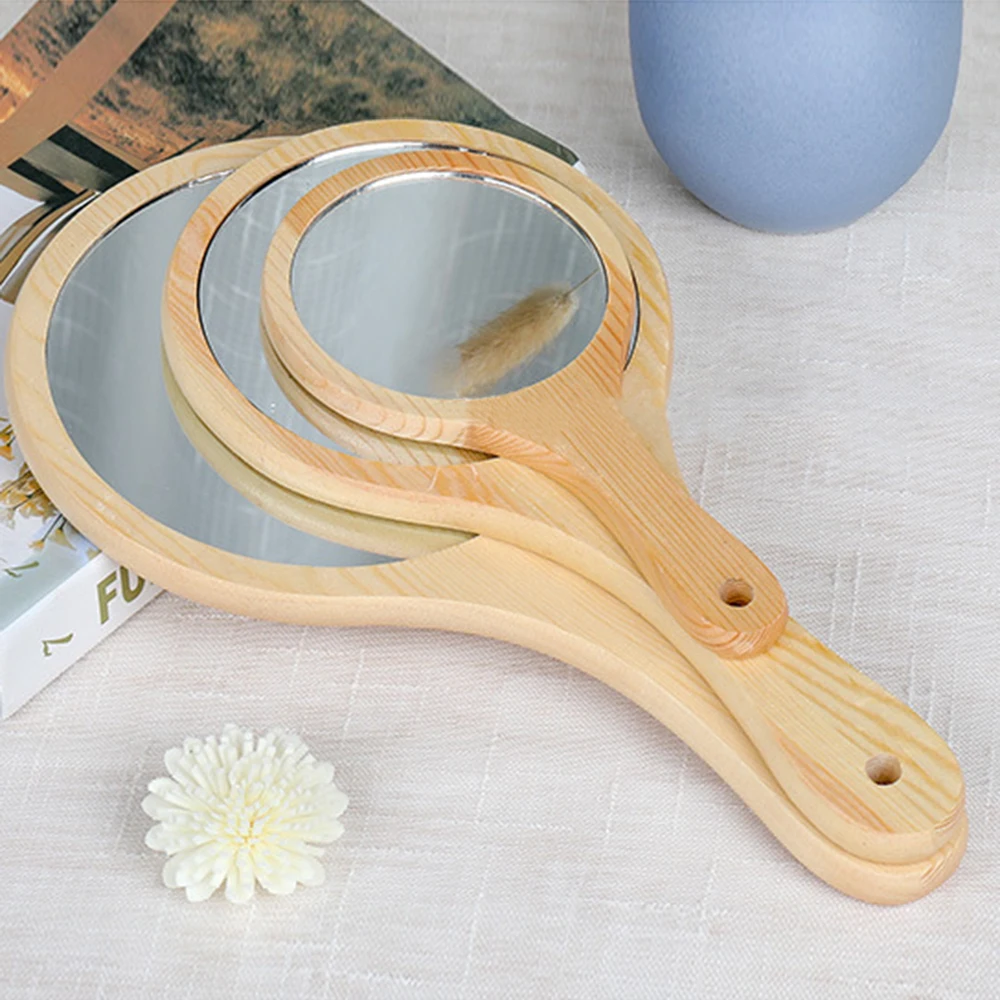 Зеркало из натурального дерева портативное винтажное компактное зеркало для