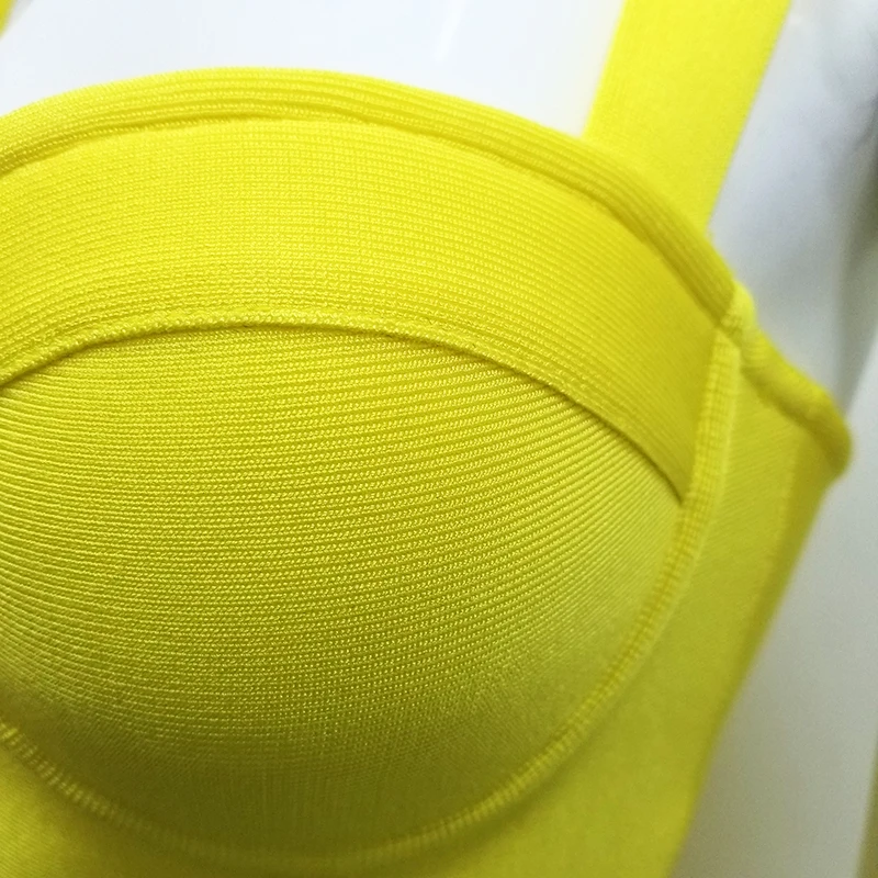 

High Quality Sexy Women Dress Strapless Mini Blue Yellow Rayon Bandage Dress Homecoming Party Fashion Dress