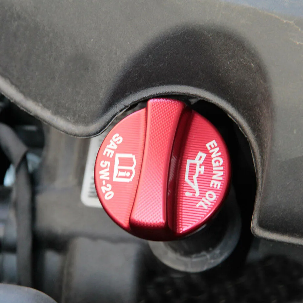 

Aluminium Alloy Engine Oil Cap Car 1 Pc Cnc Cover Decor Matte Red Trim